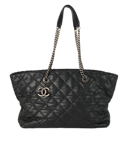Quilted Tote, &pound;1,500, Handbags, Black, Leather, Front view